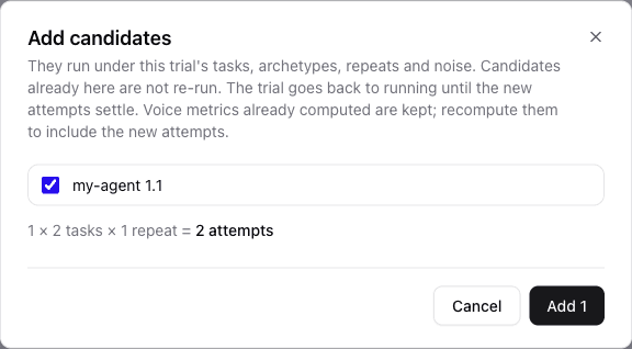 Adding a new version to the trial